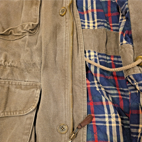 VTG Abercrombie & Fitch Men’s Green Adirondack Jacket L Cotton Plaid Lined Y2K - Picture 4 of 16